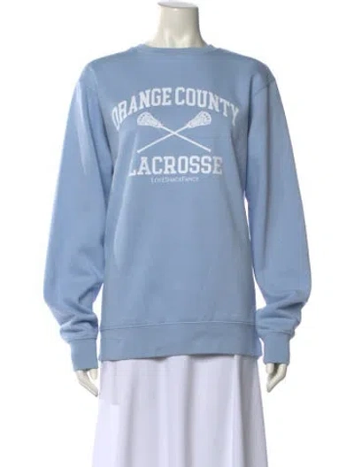 Pre-owned Loveshackfancy Graphic Print Crew Neck Sweatshirt In Blue