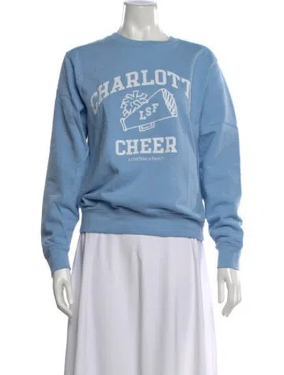 Pre-owned Loveshackfancy Graphic Print Crew Neck Sweatshirt In Blue