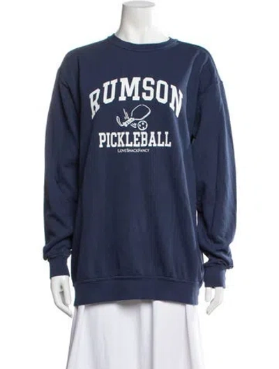 Pre-owned Loveshackfancy Graphic Print Crew Neck Sweatshirt In Blue