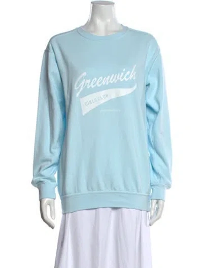 Pre-owned Loveshackfancy Graphic Print Crew Neck Sweatshirt In Blue