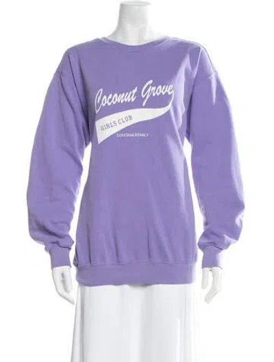 Pre-owned Loveshackfancy Graphic Print Crew Neck Sweatshirt In Blue