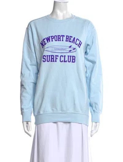 Pre-owned Loveshackfancy Graphic Print Crew Neck Sweatshirt In Blue