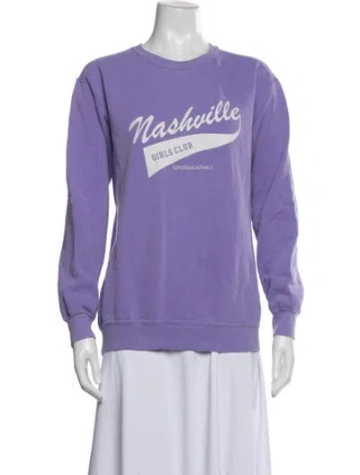 Pre-owned Loveshackfancy Graphic Print Crew Neck Sweatshirt In Blue/purple