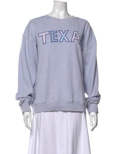Pre-owned Loveshackfancy Graphic Print Crew Neck Sweatshirt In Blue/purple