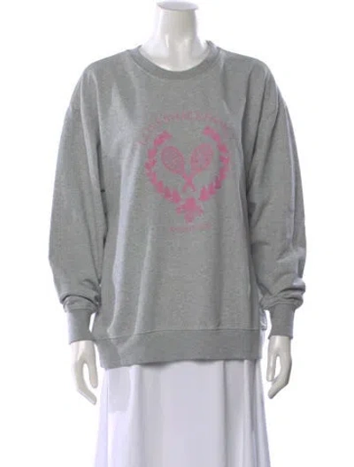 Pre-owned Loveshackfancy Graphic Print Crew Neck Sweatshirt In Gray