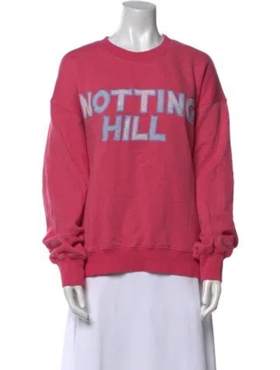 Pre-owned Loveshackfancy Graphic Print Crew Neck Sweatshirt In Pink