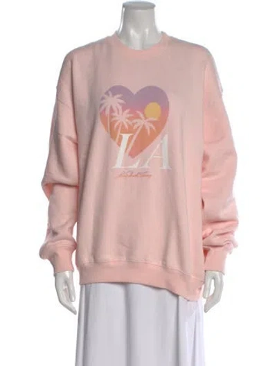 Pre-owned Loveshackfancy Graphic Print Crew Neck Sweatshirt In Pink