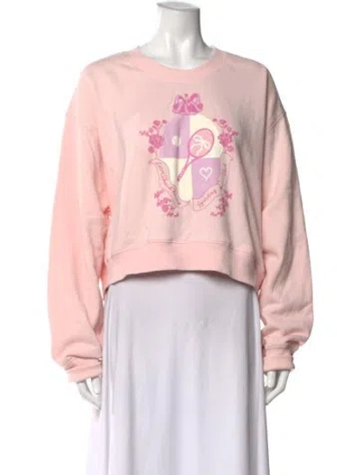 Pre-owned Loveshackfancy Graphic Print Crew Neck Sweatshirt In Pink