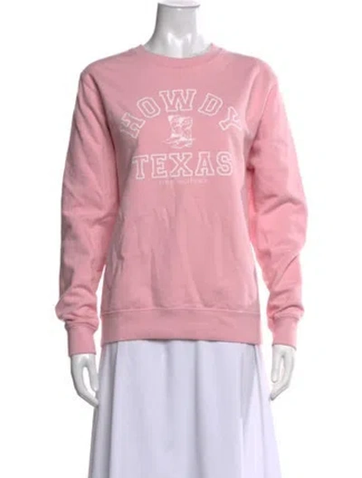 Pre-owned Loveshackfancy Graphic Print Crew Neck Sweatshirt In Pink