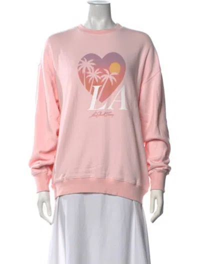 Pre-owned Loveshackfancy Graphic Print Crew Neck Sweatshirt In Pink