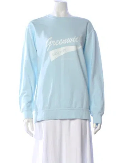 Pre-owned Loveshackfancy Graphic Print Crew Neck Sweatshirt W/ Tags In Blue
