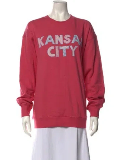 Pre-owned Loveshackfancy Graphic Print Crew Neck Sweatshirt W/ Tags In Pink
