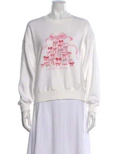 Pre-owned Loveshackfancy Graphic Print Crew Neck Sweatshirt In White