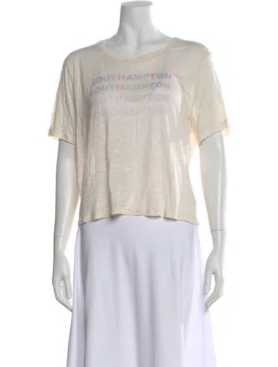Pre-owned Loveshackfancy Graphic Print Crew Neck T-shirt In Neutral