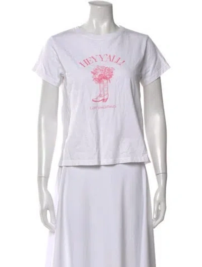 Pre-owned Loveshackfancy Graphic Print Crew Neck T-shirt In White