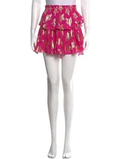 Pre-owned Loveshackfancy Graphic Print Mini Skirt In Metallic/pink