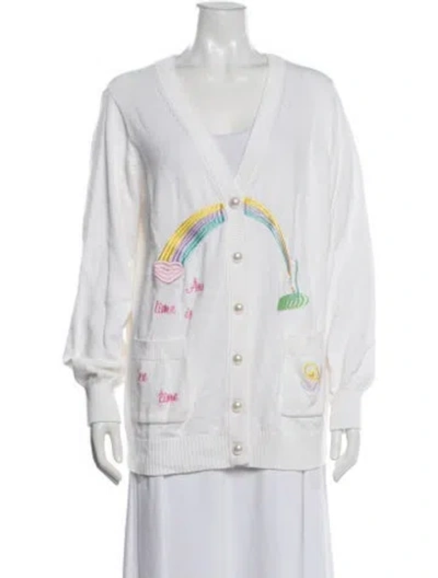Pre-owned Loveshackfancy Graphic Print Sweater In White