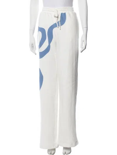 Pre-owned Loveshackfancy Graphic Print Sweatpants W/ Tags In White