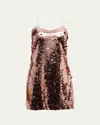 Loveshackfancy Grecia Sequin Minidress In Rose Gold