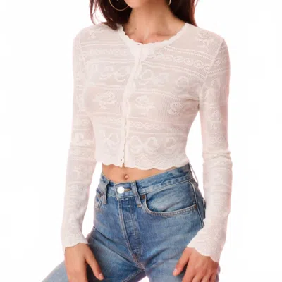 Loveshackfancy Gretta Long Sleeve Cardigan In Ivory In Gray