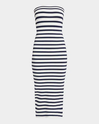 Loveshackfancy Gwynne Striped Strapless Midi Dress In Multi