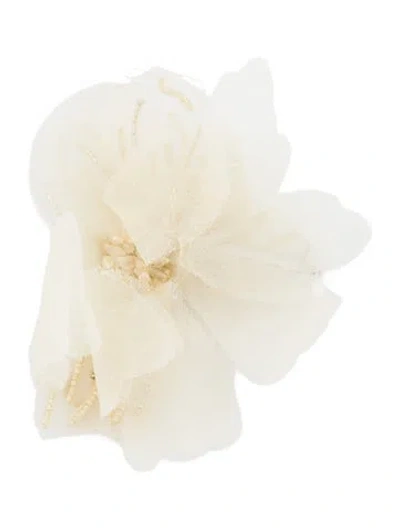 Pre-owned Loveshackfancy Hair Clip With Ruffle Accents W/tags In Neutral