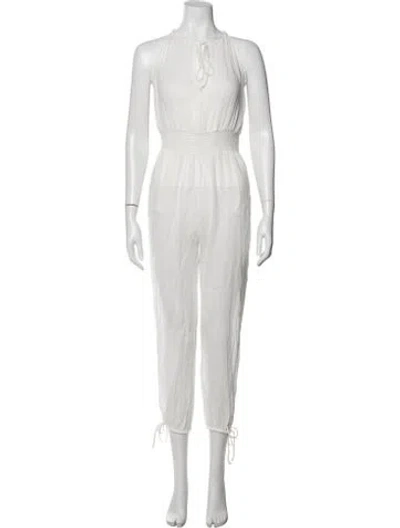 Pre-owned Loveshackfancy Halterneck Jumpsuit In White