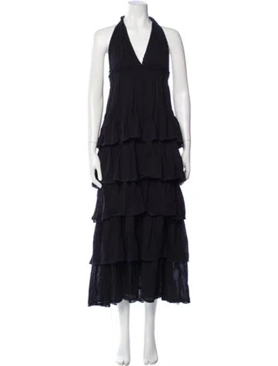 Pre-owned Loveshackfancy Halterneck Long Dress In Blue