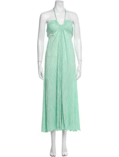Pre-owned Loveshackfancy Halterneck Long Dress In Green