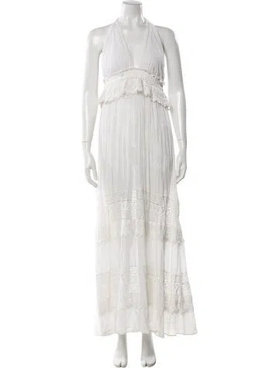 Pre-owned Loveshackfancy Halterneck Long Dress In White