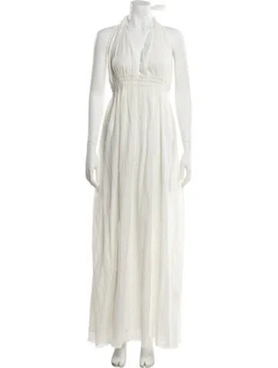 Pre-owned Loveshackfancy Halterneck Long Dress In White