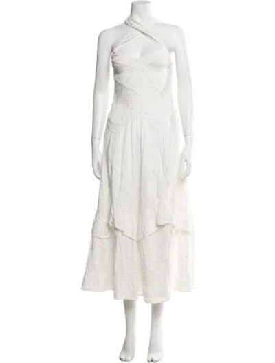 Pre-owned Loveshackfancy Halterneck Long Dress In White