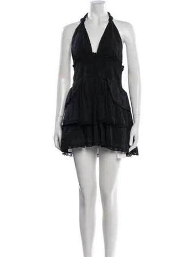 Pre-owned Loveshackfancy Halterneck Mini Dress In Black