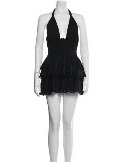 Pre-owned Loveshackfancy Halterneck Mini Dress In Black