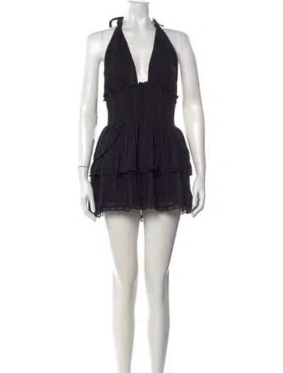 Pre-owned Loveshackfancy Halterneck Mini Dress In Black