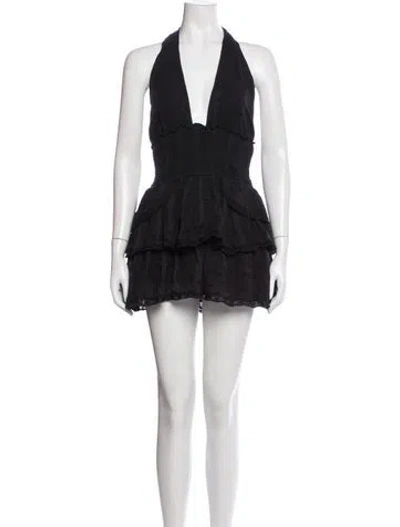 Pre-owned Loveshackfancy Halterneck Mini Dress In Black