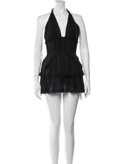 Pre-owned Loveshackfancy Halterneck Mini Dress In Black