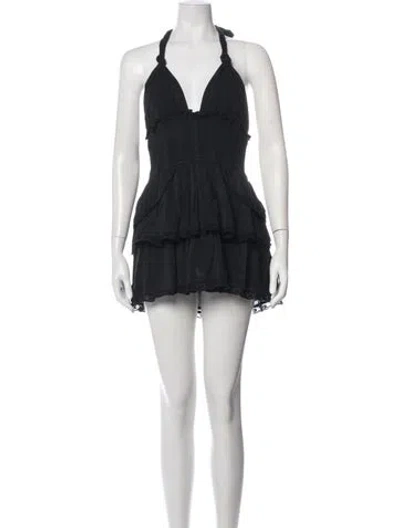 Pre-owned Loveshackfancy Halterneck Mini Dress In Black