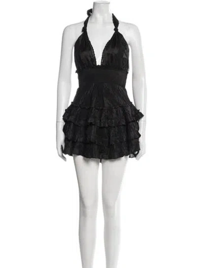 Pre-owned Loveshackfancy Halterneck Mini Dress In Black