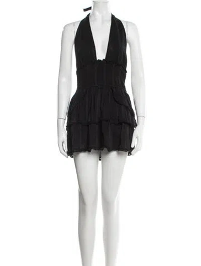 Pre-owned Loveshackfancy Halterneck Mini Dress In Black