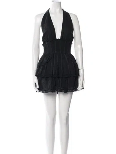 Pre-owned Loveshackfancy Halterneck Mini Dress In Black