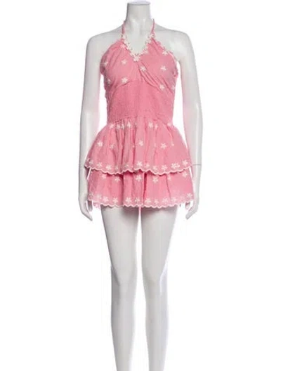 Pre-owned Loveshackfancy Halterneck Mini Dress In Pink