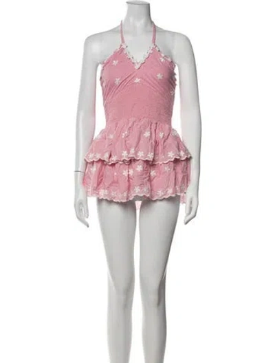 Pre-owned Loveshackfancy Halterneck Mini Dress In Pink