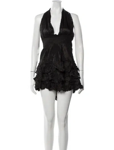 Pre-owned Loveshackfancy Halterneck Mini Dress W/ Tags In Black