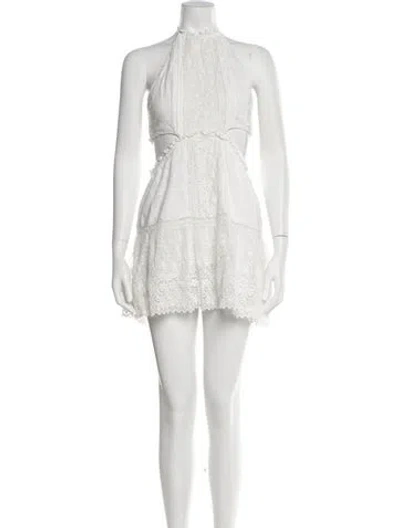 Pre-owned Loveshackfancy Halterneck Mini Dress In White