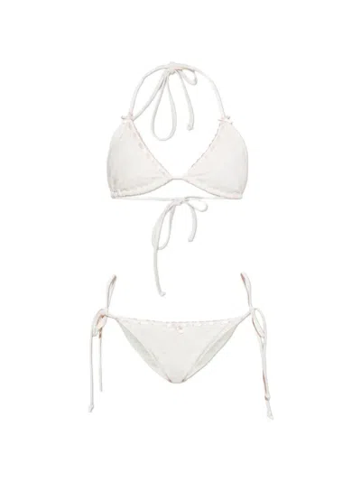 Loveshackfancy Harbor Bow-detail Bikini In White