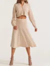 Loveshackfancy Hardin Midi Skirt In Wheat In Gold