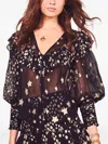 Loveshackfancy Harleigh Star-motif Ruffled Blouse In Black