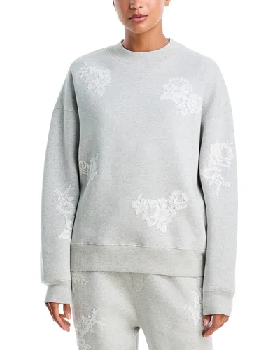 Loveshackfancy Havenleigh Cotton Blend Lace Trim Sweatshirt In Gray