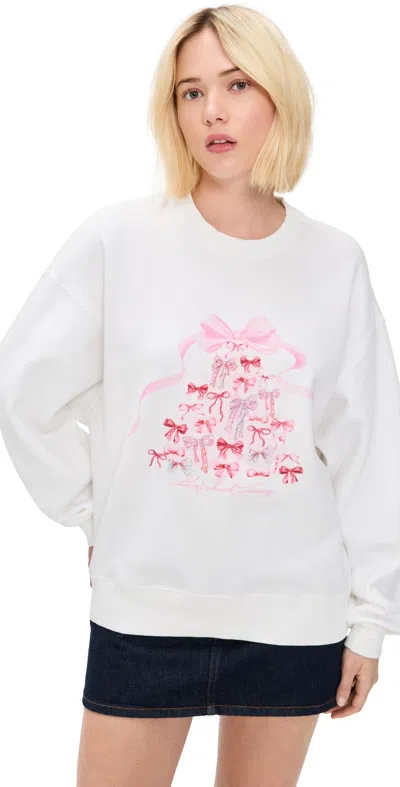Loveshackfancy Havenleigh Christmas Bow Fleece Pullover In White